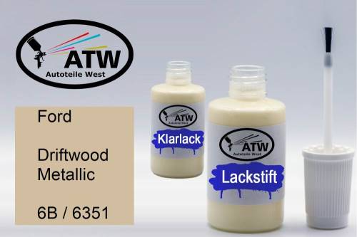 Ford, Driftwood Metallic, 6B / 6351: 20ml Lackstift + 20ml Klarlack - Set, von ATW Autoteile West.